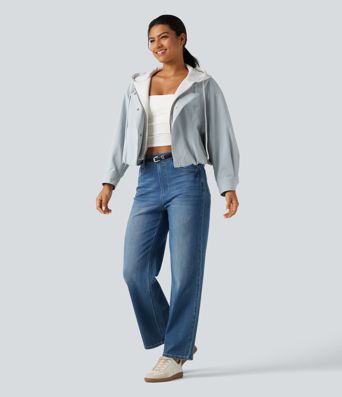 Hooded Long Sleeve Open Front Casual Jacket with Pockets Hooded Long Sleeve Open Front Casual Jacket with Pockets