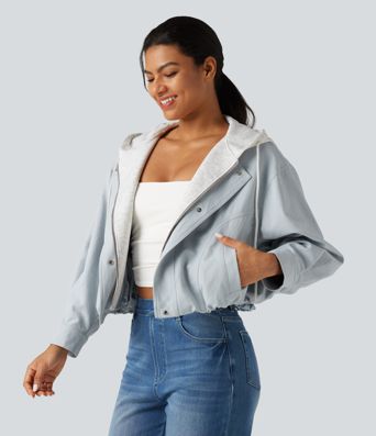 Hooded Long Sleeve Open Front Casual Jacket with Pockets Hooded Long Sleeve Open Front Casual Jacket with Pockets