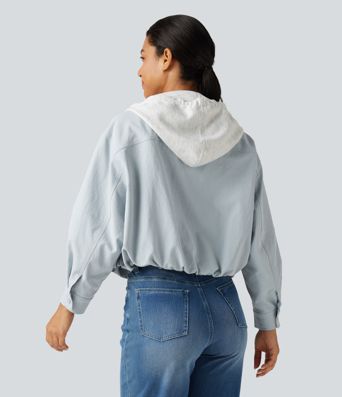 Hooded Long Sleeve Open Front Casual Jacket with Pockets Hooded Long Sleeve Open Front Casual Jacket with Pockets