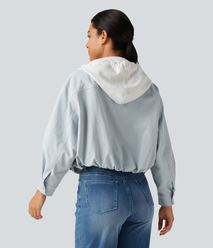 Hooded Long Sleeve Open Front Casual Jacket with Pockets Hooded Long Sleeve Open Front Casual Jacket with Pockets