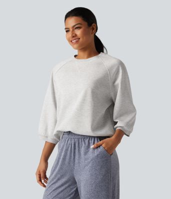 Round Neck Raglan Long Sleeve Casual Sweatshirt