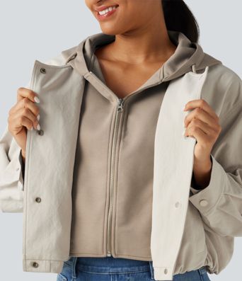Veste ouverte à capuche et manches longues avec poches Veste ouverte à capuche et manches longues avec poches