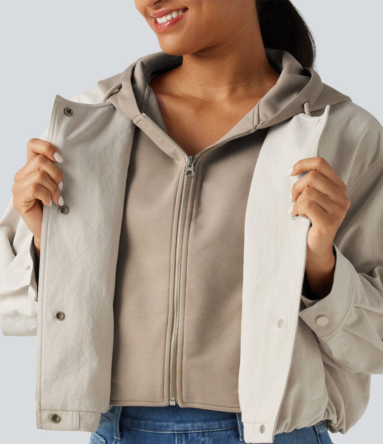 Veste ouverte à capuche et manches longues avec poches Veste ouverte à capuche et manches longues avec poches