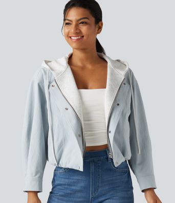 Hooded Long Sleeve Open Front Casual Jacket with Pockets Hooded Long Sleeve Open Front Casual Jacket with Pockets