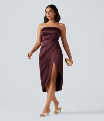 Tube 2-in-1 Bodycon Satin Midi Party Dress Tube 2-in-1 Bodycon Satin Midi Party Dress