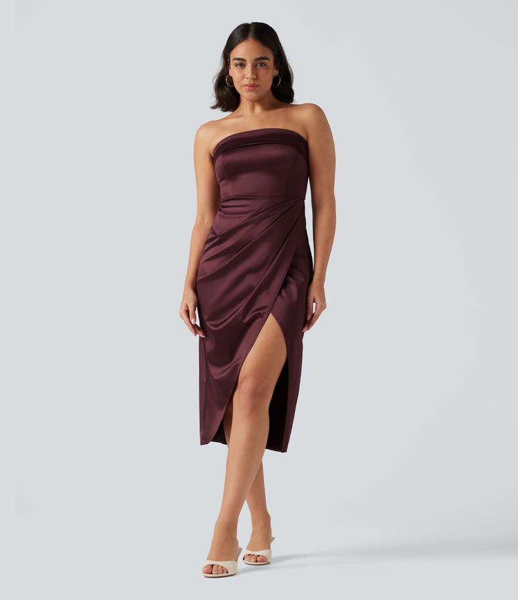 Tube 2-in-1 Bodycon Satin Midi Party Dress