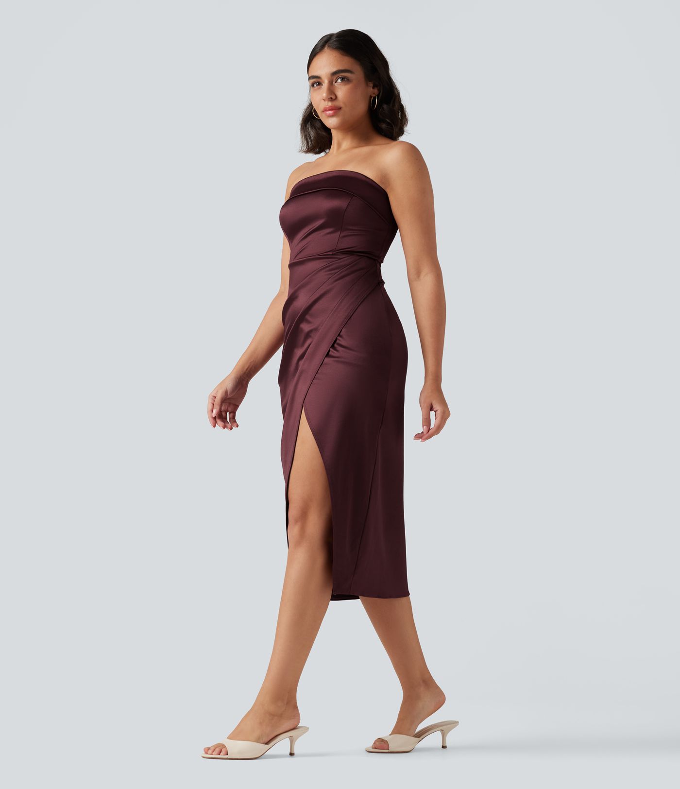 Tube 2-in-1 Bodycon Satin Midi Party Dress Tube 2-in-1 Bodycon Satin Midi Party Dress