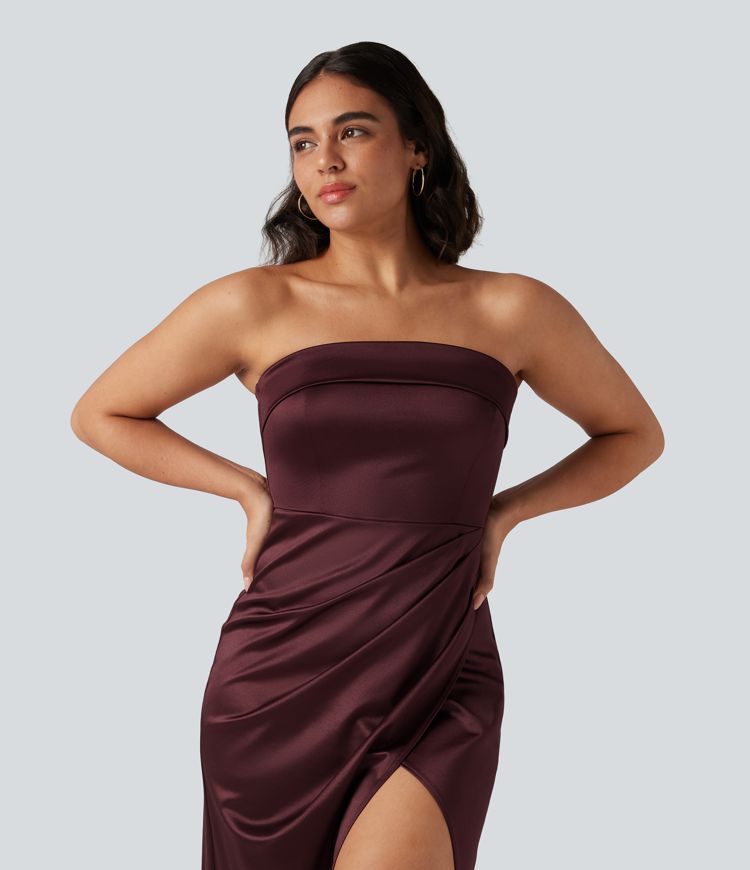 Tube 2-in-1 Bodycon Satin Midi Party Dress Tube 2-in-1 Bodycon Satin Midi Party Dress