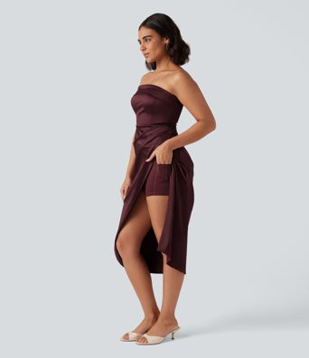Tube 2-in-1 Bodycon Satin Midi Party Dress Tube 2-in-1 Bodycon Satin Midi Party Dress
