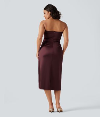 Tube 2-in-1 Bodycon Satin Midi Party Dress Tube 2-in-1 Bodycon Satin Midi Party Dress