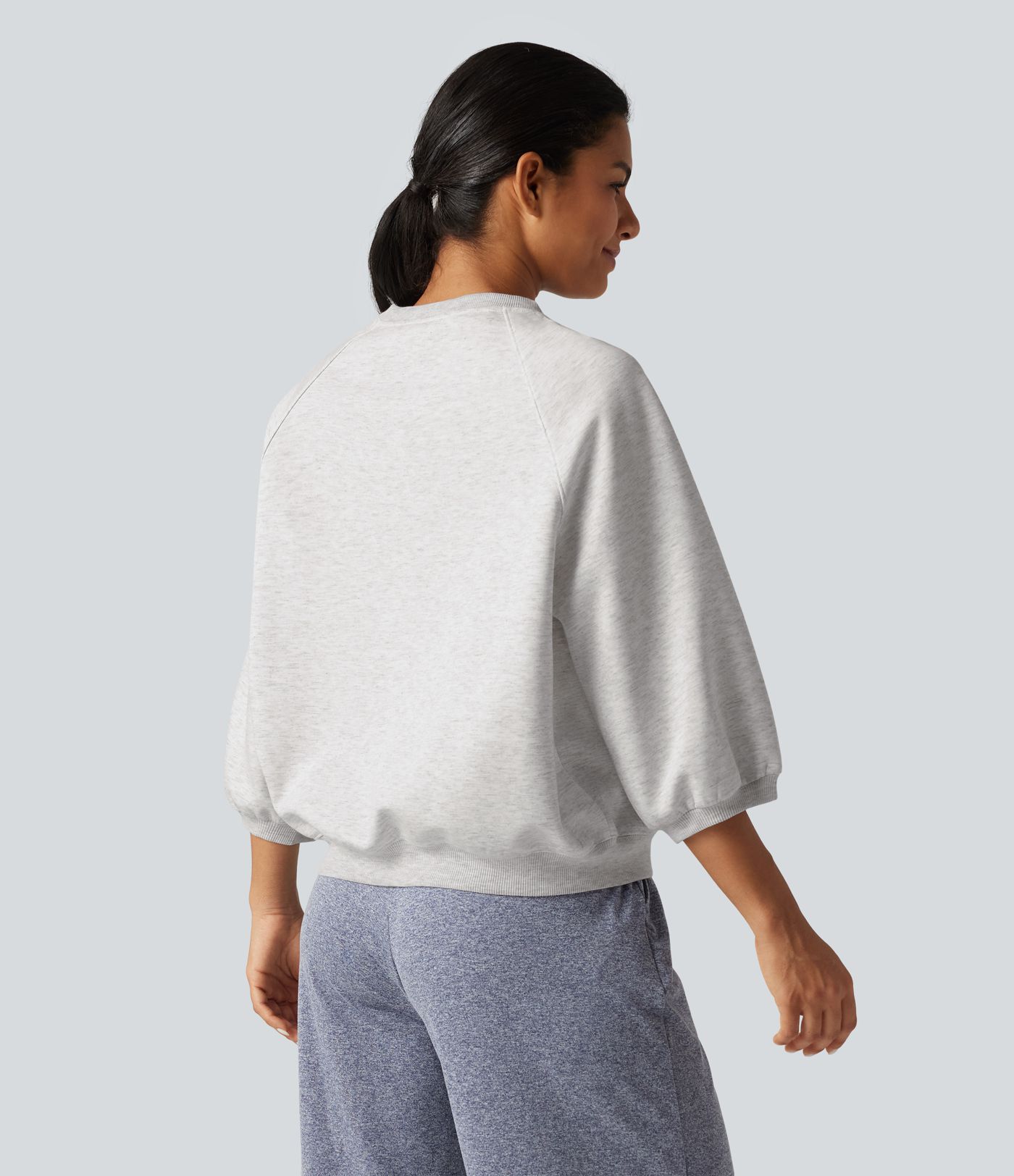 Round Neck Raglan Long Sleeve Casual Sweatshirt