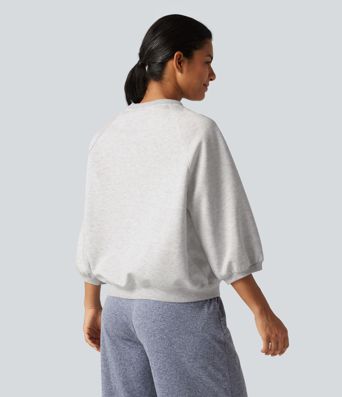 Round Neck Raglan Long Sleeve Casual Sweatshirt