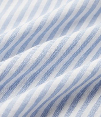 V Neck Long Sleeve Stripe Work Linen-Feel Blouse
