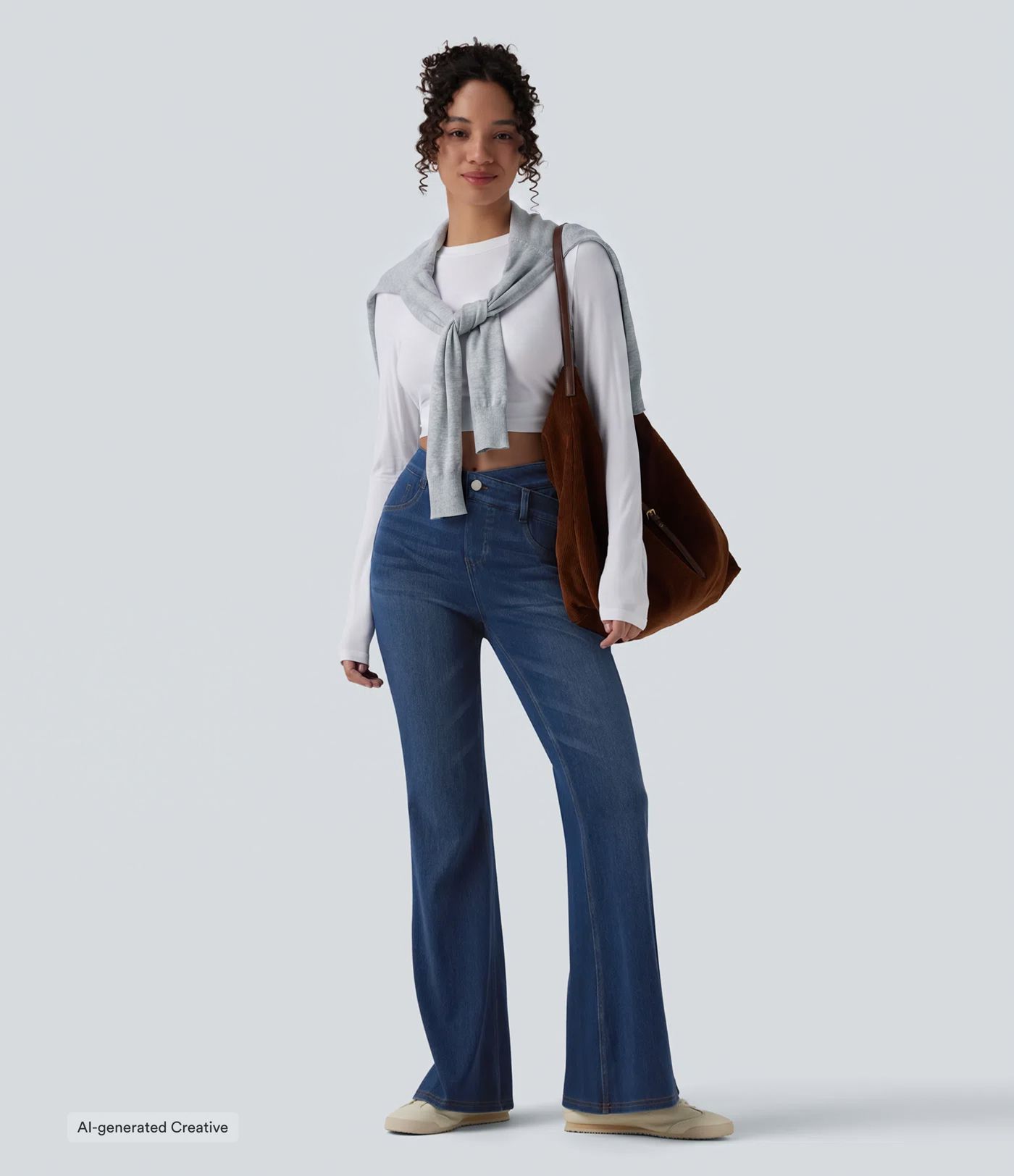 Halara Flex™ High Waisted Crossover Tummy Control Bootcut Casual Jeans with Pockets