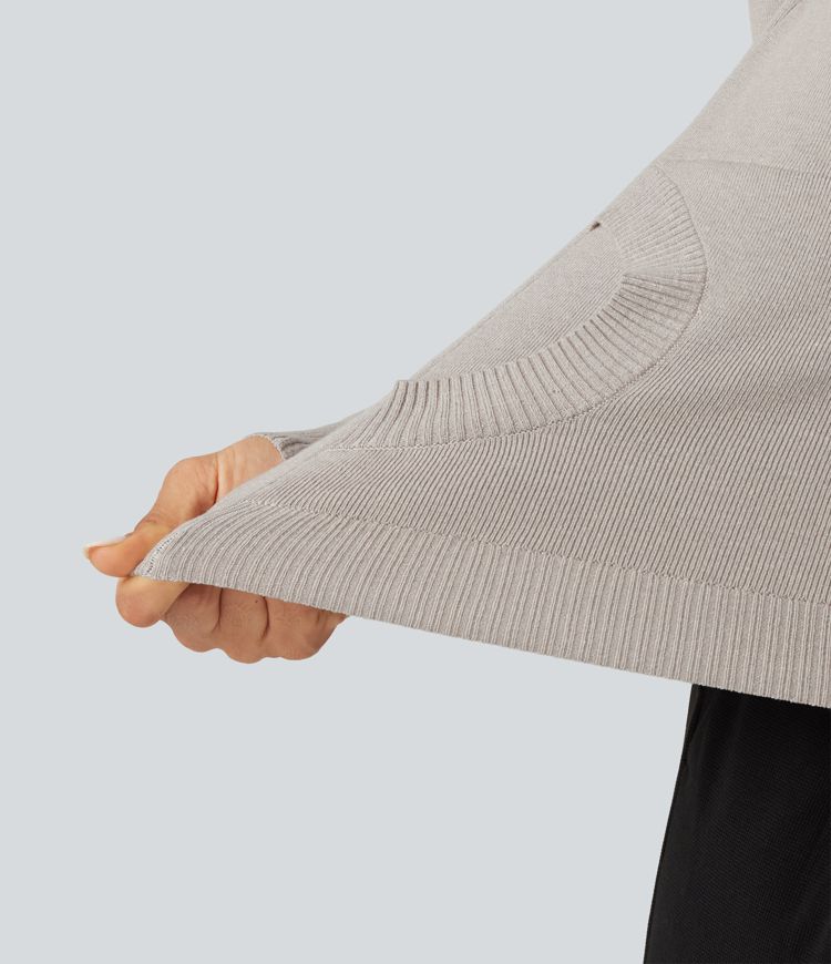 Round Neck Long Sleeve Slim Lounge Cardigan with Pockets
