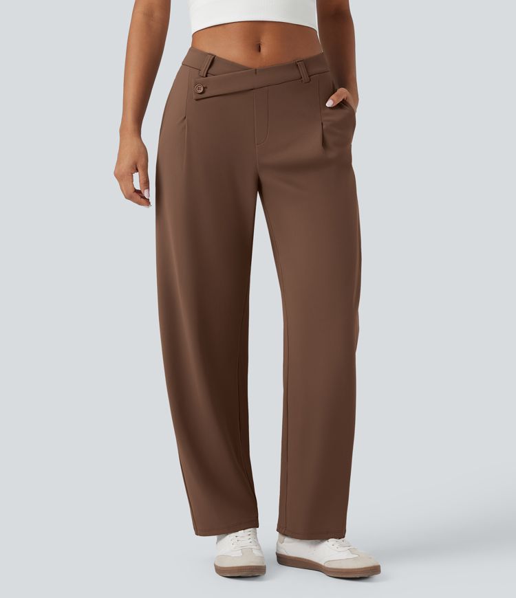 Pantalon tailleur fuselé asymétrique taille moyenne Halara Flex™ DayStretch avec poches
