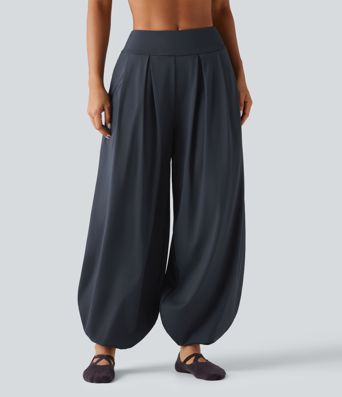 Yoga-Jogger mit Bubble-Optik, mittlerer Bundhöhe und Taschen