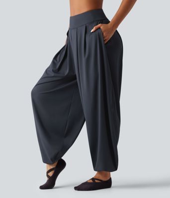 Yoga-Jogger mit Bubble-Optik, mittlerer Bundhöhe und Taschen