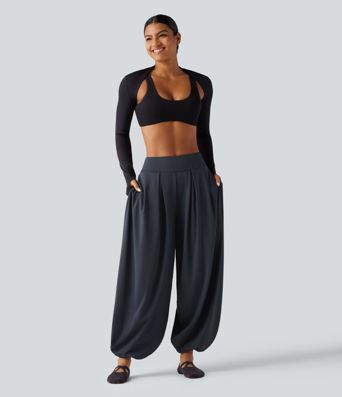 Yoga-Jogger mit Bubble-Optik, mittlerer Bundhöhe und Taschen