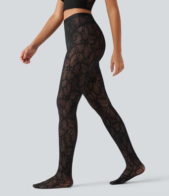 SoftlyZero™ High Waisted Contrast Lace Skinny Leggings SoftlyZero™ High Waisted Contrast Lace Skinny Leggings
