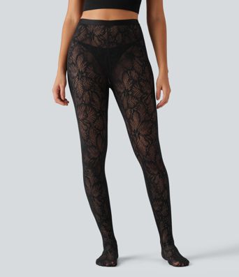 SoftlyZero™ High Waisted Contrast Lace Skinny Leggings SoftlyZero™ High Waisted Contrast Lace Skinny Leggings