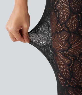 SoftlyZero™ High Waisted Contrast Lace Skinny Leggings SoftlyZero™ High Waisted Contrast Lace Skinny Leggings