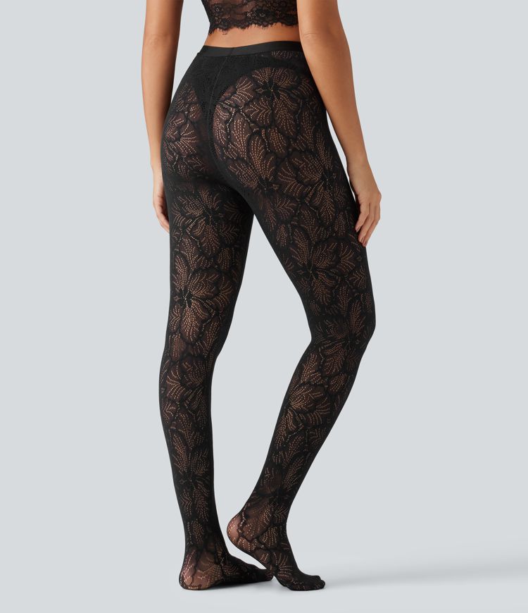 SoftlyZero™ High Waisted Contrast Lace Skinny Leggings SoftlyZero™ High Waisted Contrast Lace Skinny Leggings