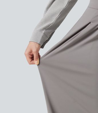 High Waisted Pleated Baggy Work Pants with Pockets High Waisted Pleated Baggy Work Pants with Pockets