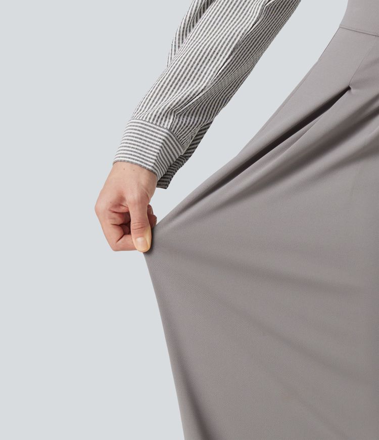 High Waisted Pleated Baggy Work Pants with Pockets High Waisted Pleated Baggy Work Pants with Pockets