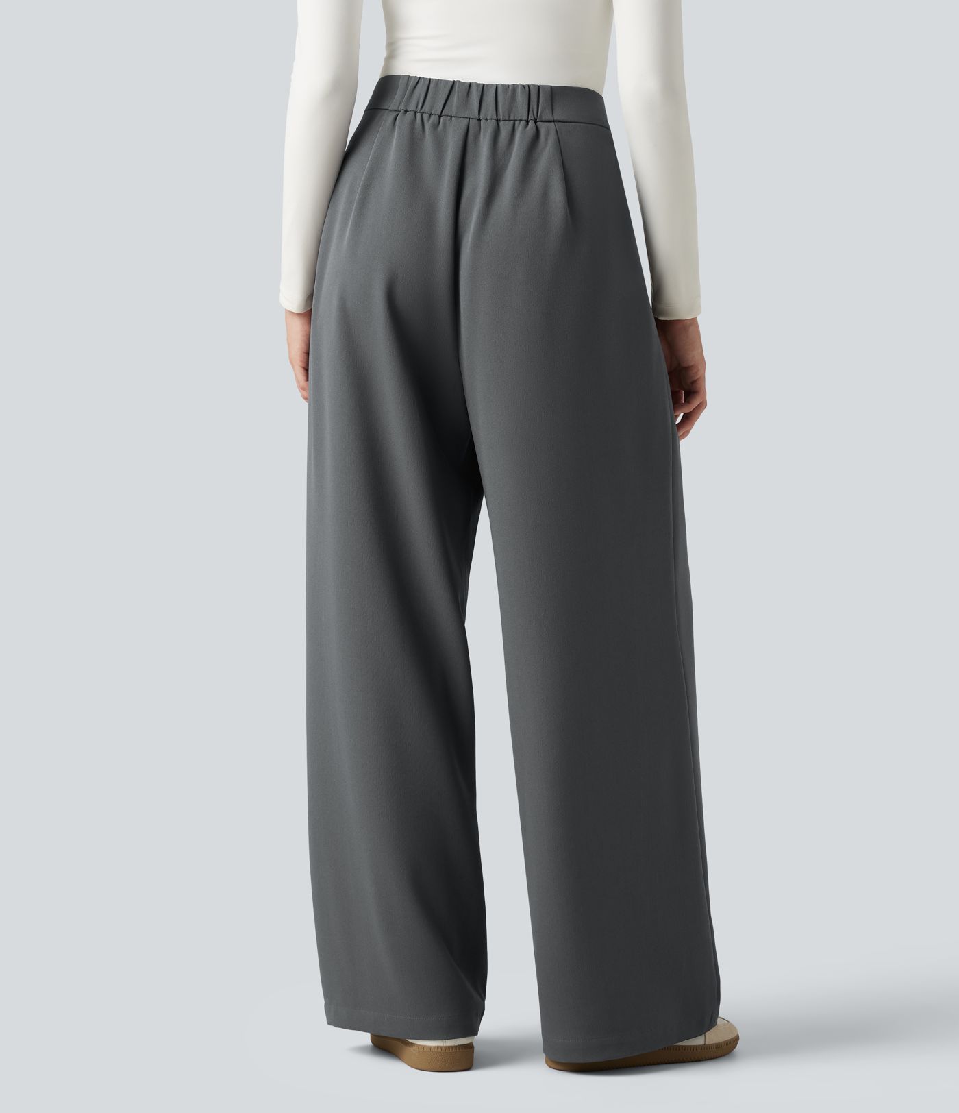 Pantalon de bureau baggy taille haute avec poches Pantalon de bureau baggy taille haute avec poches