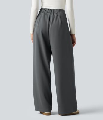 Pantalon de bureau baggy taille haute avec poches Pantalon de bureau baggy taille haute avec poches