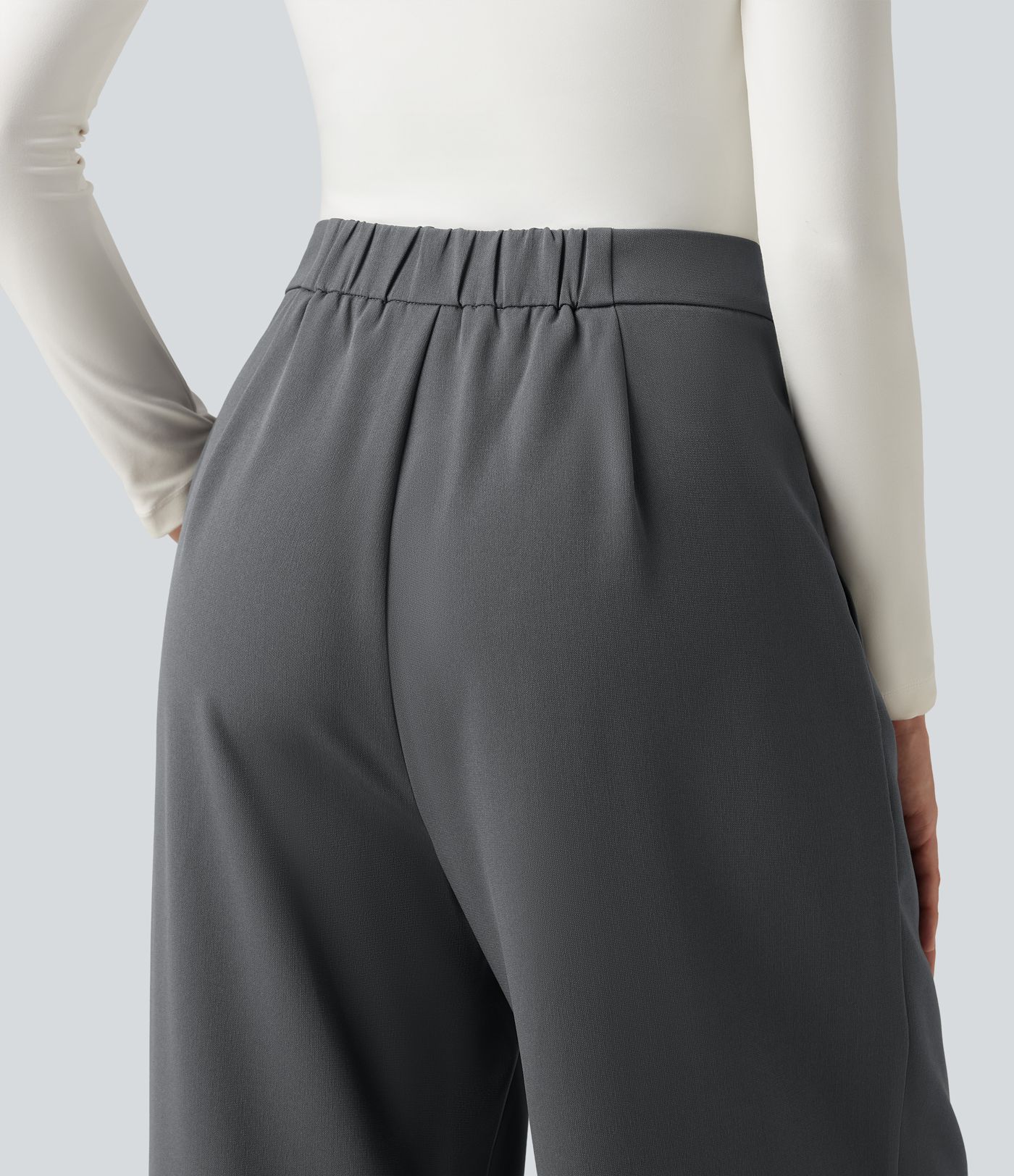 Pantalon de bureau baggy taille haute avec poches Pantalon de bureau baggy taille haute avec poches