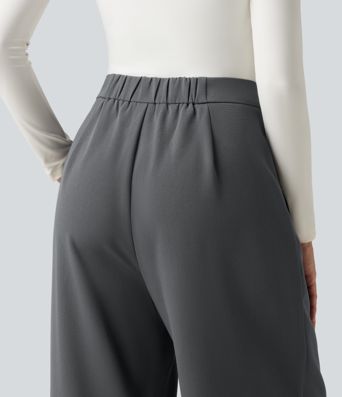 Pantalon de bureau baggy taille haute avec poches Pantalon de bureau baggy taille haute avec poches
