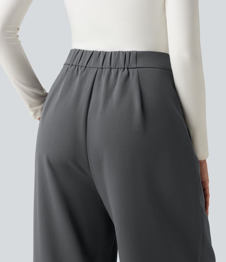 Pantalon de bureau baggy taille haute avec poches Pantalon de bureau baggy taille haute avec poches