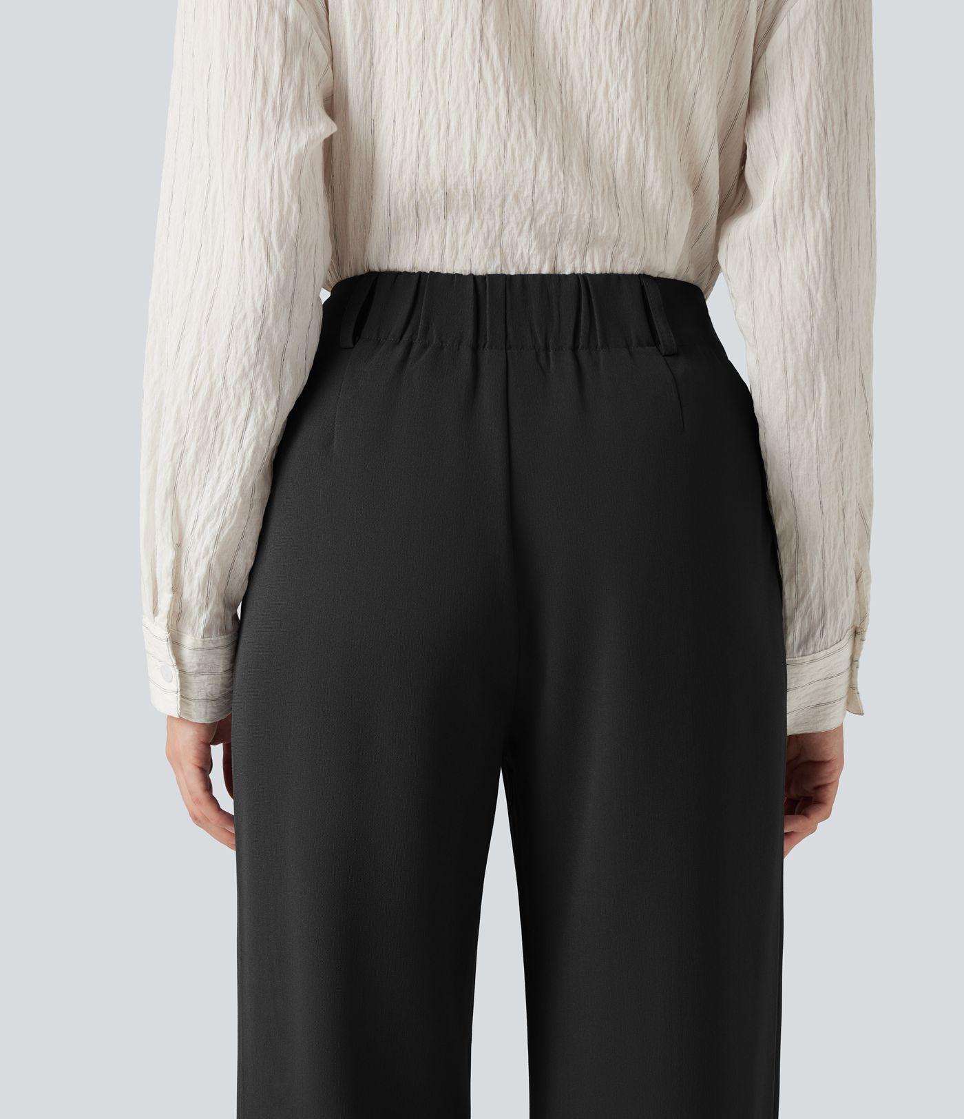 Pantalon de bureau large taille haute avec poches Pantalon de bureau large taille haute avec poches