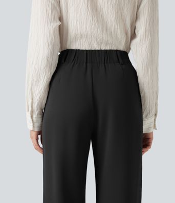 Pantalon de bureau large taille haute avec poches Pantalon de bureau large taille haute avec poches