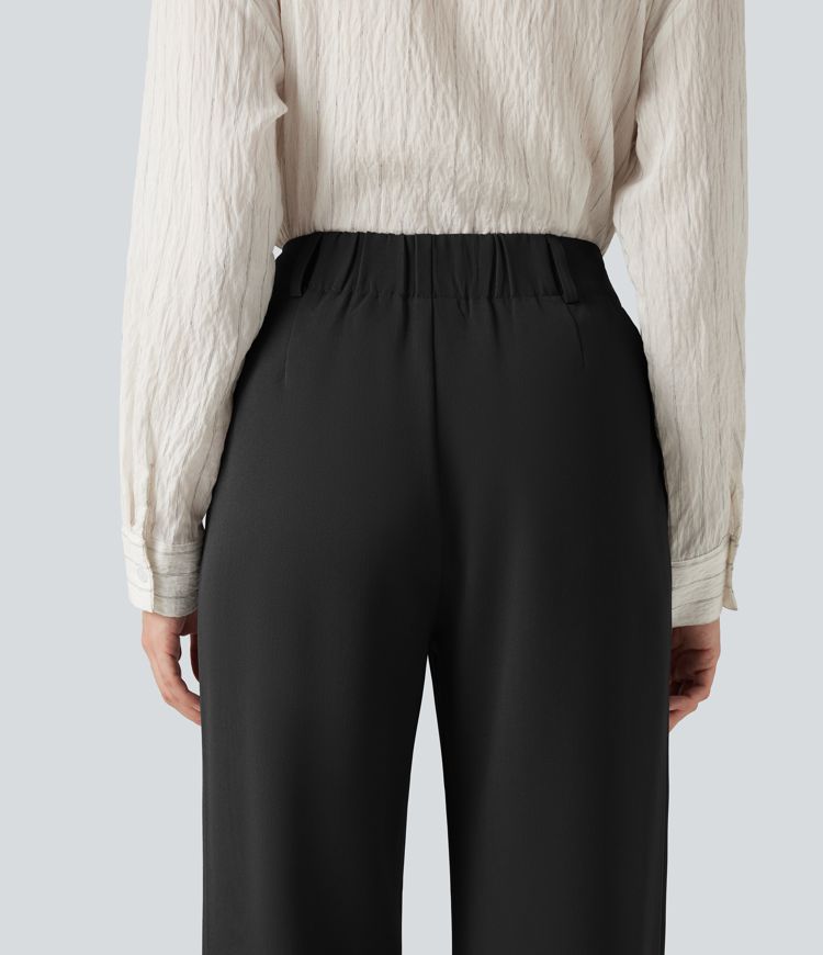 Pantalon de bureau large taille haute avec poches Pantalon de bureau large taille haute avec poches
