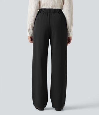 Pantalon de bureau large taille haute avec poches Pantalon de bureau large taille haute avec poches