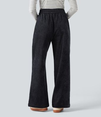 High Waisted Drawstring Baggy Casual Pants with Pockets High Waisted Drawstring Baggy Casual Pants with Pockets