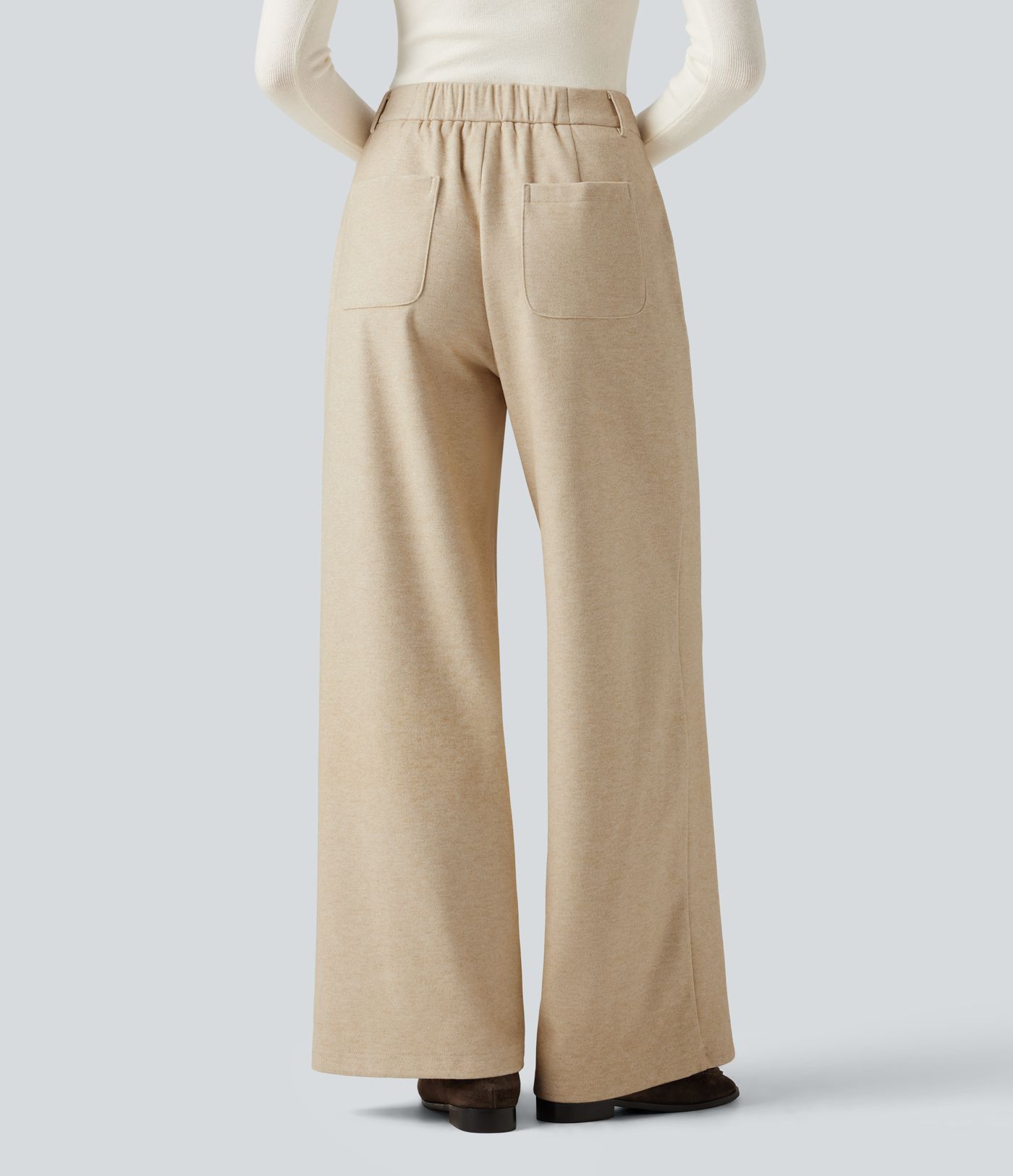 High Waisted Wide Leg Work Pants with Pockets