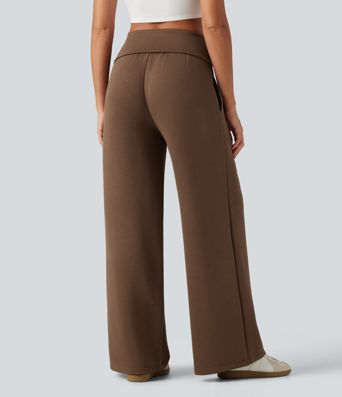 Foldover Mid Rise Baggy Casual Sweatpants with Pockets Foldover Mid Rise Baggy Casual Sweatpants with Pockets