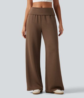 Foldover Mid Rise Baggy Casual Sweatpants with Pockets Foldover Mid Rise Baggy Casual Sweatpants with Pockets
