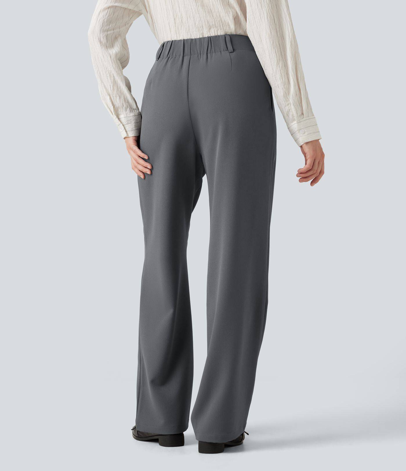 Pantalon de travail taille haute à jambes larges avec poches