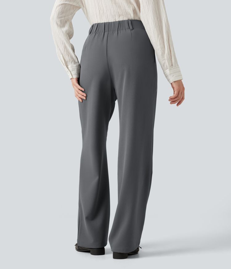 Pantalon de travail taille haute à jambes larges avec poches