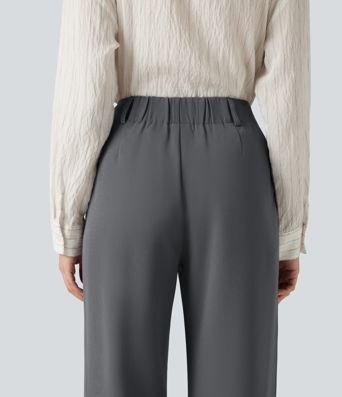 Pantalon de travail taille haute à jambes larges avec poches