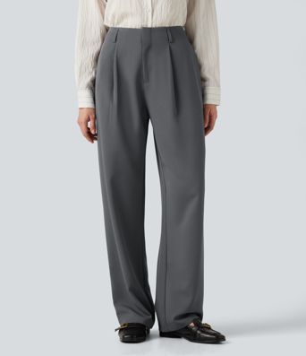 Pantalon de travail taille haute à jambes larges avec poches