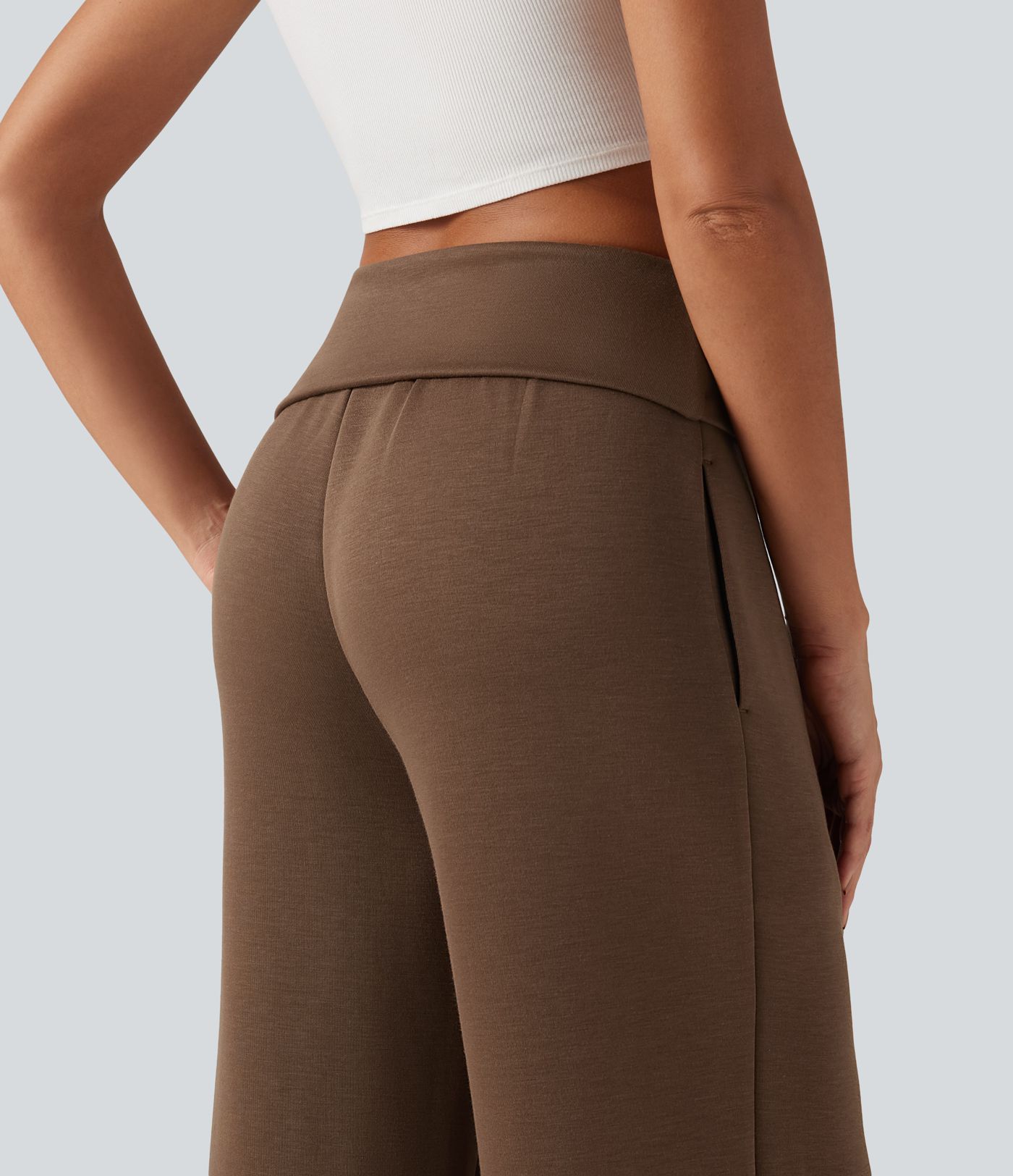 Foldover Mid Rise Baggy Casual Sweatpants with Pockets Foldover Mid Rise Baggy Casual Sweatpants with Pockets