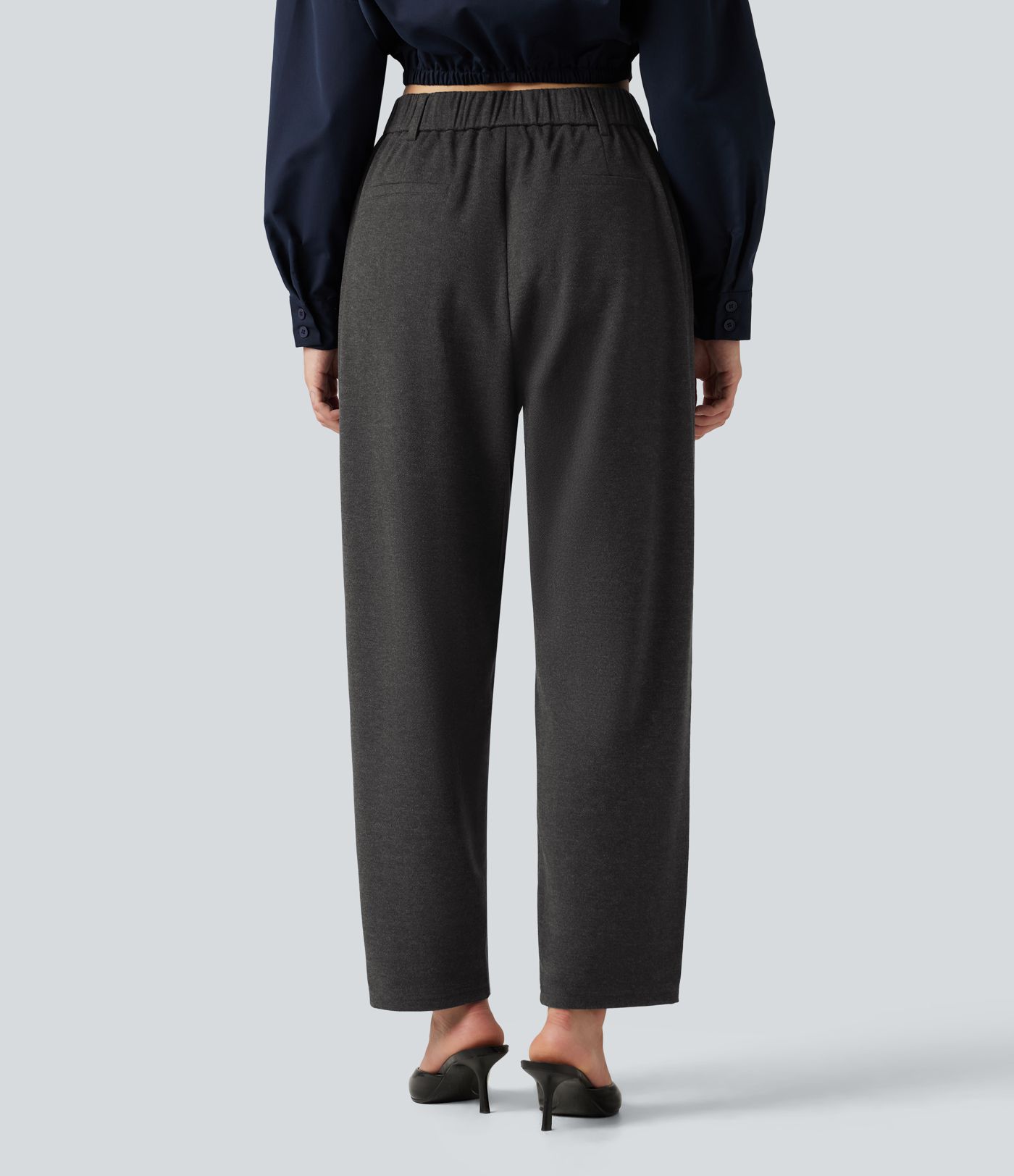 High Waisted Tapered Work Pants with Pockets