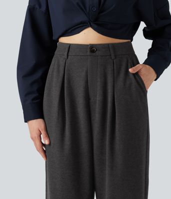 High Waisted Tapered Work Pants with Pockets