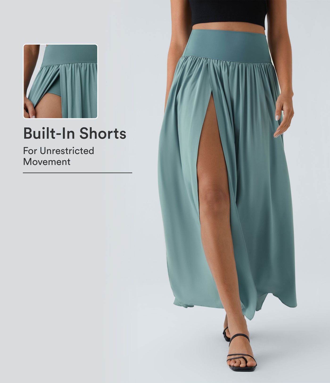 Breezeful™ High Waisted Split 2-in-1 Flowy Quick Dry Maxi Casual Skort Breezeful™ High Waisted Split 2-in-1 Flowy Quick Dry Maxi Casual Skort